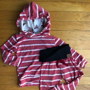 red and white stripe hoodie and joggers set
